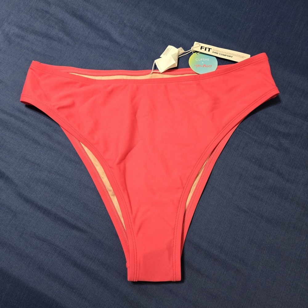 Cupshe X Tabria Majors Swim Bottom Womens 1X Pink Bikini Lined Plus High Leg